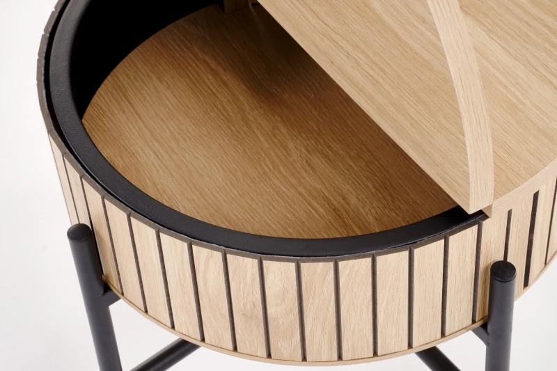 Zestaw 2 ław stolików DANTE z funkcją schowka loft naturalny / czarny