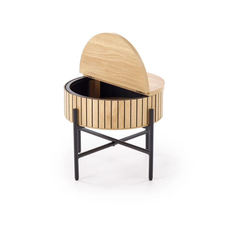 Zestaw 2 ław stolików DANTE z funkcją schowka loft naturalny / czarny