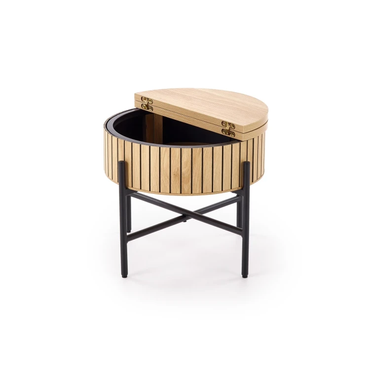 Zestaw 2 ław stolików DANTE z funkcją schowka loft naturalny / czarny
