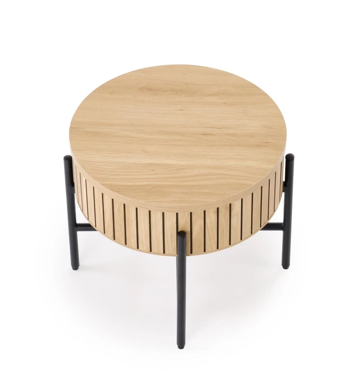 Zestaw 2 ław stolików DANTE z funkcją schowka loft naturalny / czarny