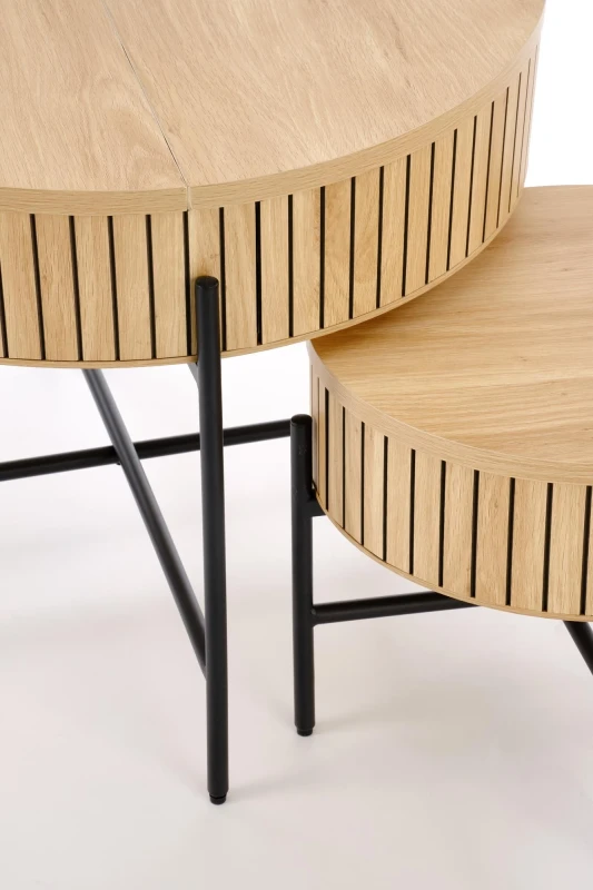 Zestaw 2 ław stolików DANTE z funkcją schowka loft naturalny / czarny