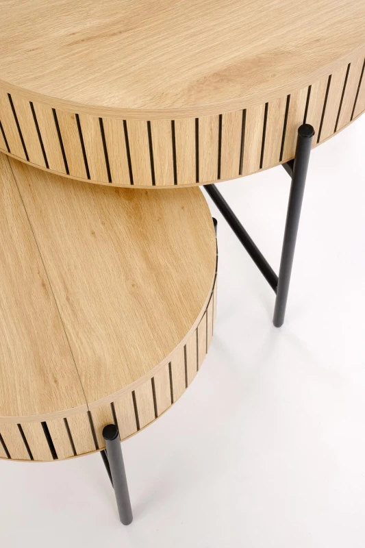 Zestaw 2 ław stolików DANTE z funkcją schowka loft naturalny / czarny