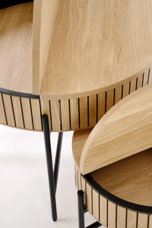 Zestaw 2 ław stolików DANTE z funkcją schowka loft naturalny / czarny