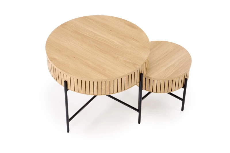 Zestaw 2 ław stolików DANTE z funkcją schowka loft naturalny / czarny