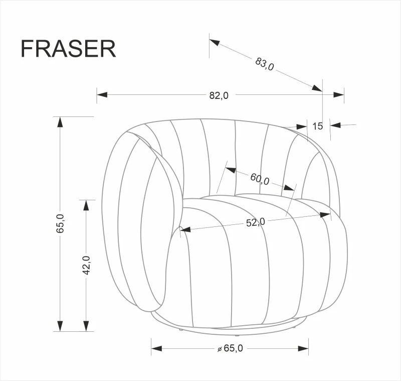Fotel obrotowy FRASER tapicerowany do salonu kremowy