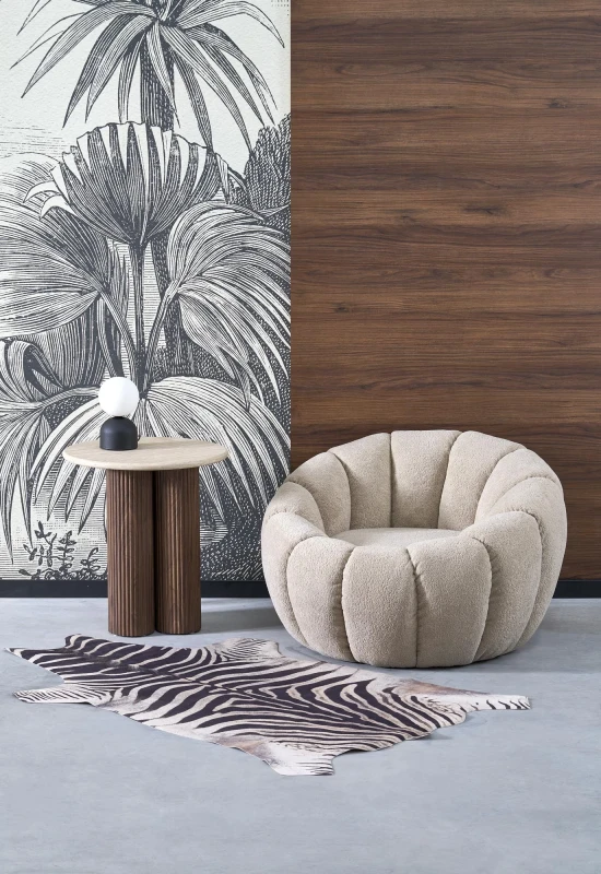 Fotel wypoczynkowy GASPAR 2 tapicerowany nowoczesny beżowy