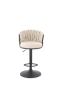 Hoker barowy H125 tapicerowany nowoczesny z oparciem do kuchni beżowy/czarny