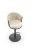 Hoker barowy H125 tapicerowany nowoczesny z oparciem do kuchni beżowy/czarny