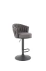 Hoker barowy H125 tapicerowany nowoczesny z oparciem do kuchni popielaty/czarny