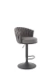 Hoker barowy H125 tapicerowany nowoczesny z oparciem do kuchni popielaty/czarny
