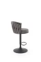 Hoker barowy H125 tapicerowany nowoczesny z oparciem do kuchni popielaty/czarny