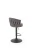 Hoker barowy H125 tapicerowany nowoczesny z oparciem do kuchni popielaty/czarny
