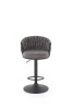 Hoker barowy H125 tapicerowany nowoczesny z oparciem do kuchni popielaty/czarny