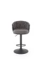 Hoker barowy H125 tapicerowany nowoczesny z oparciem do kuchni popielaty/czarny