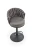 Hoker barowy H125 tapicerowany nowoczesny z oparciem do kuchni popielaty/czarny