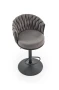 Hoker barowy H125 tapicerowany nowoczesny z oparciem do kuchni popielaty/czarny