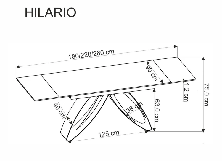 Stół rozkładany HILARIO 180-260 cm do jadalni spiek orzechowy/czarny