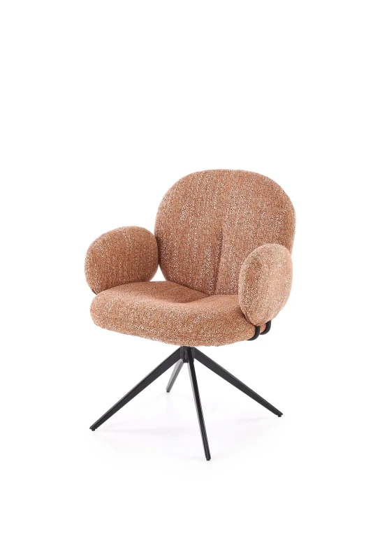 Krzesło obrotowe K568 tapicerowane do jadalni cynamonowe