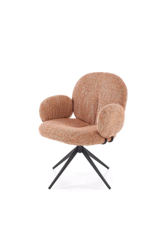 Krzesło obrotowe K568 tapicerowane do jadalni cynamonowe