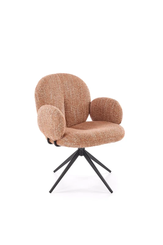 Krzesło obrotowe K568 tapicerowane do jadalni cynamonowe