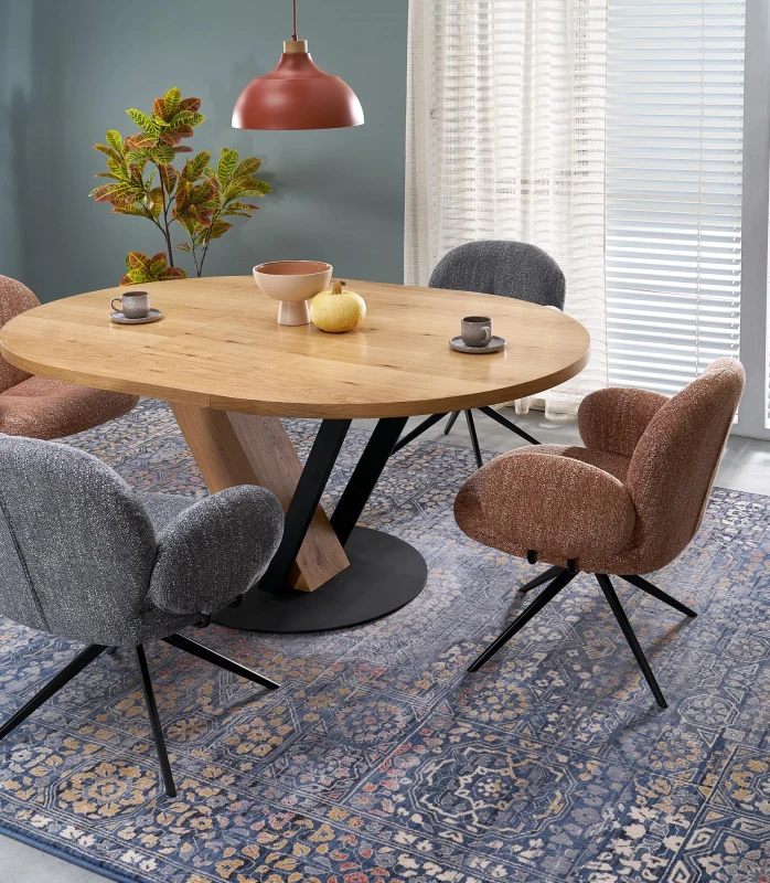 Krzesło obrotowe K568 tapicerowane do jadalni cynamonowe