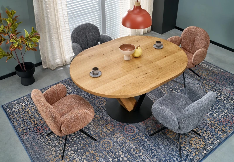 Krzesło obrotowe K568 tapicerowane do jadalni cynamonowe