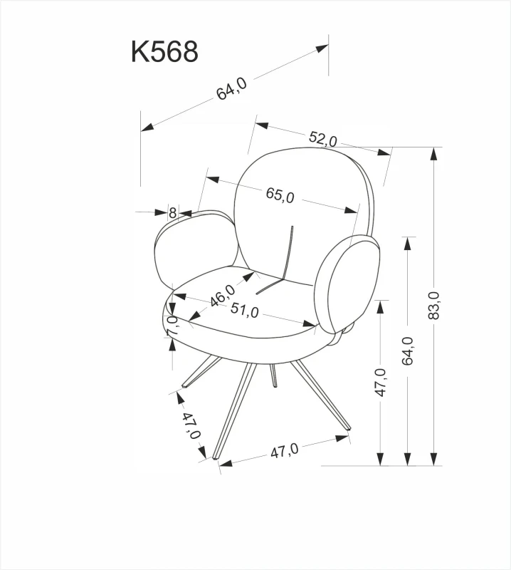 Krzesło obrotowe K568 tapicerowane do jadalni cynamonowe
