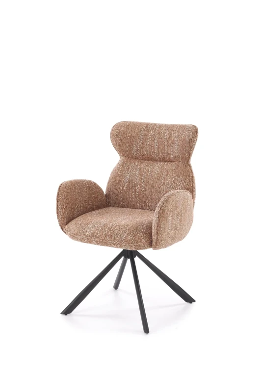 Krzesło tapicerowane K571 z funkcją obracania i podłokietnikami do jadalni cynamonowy