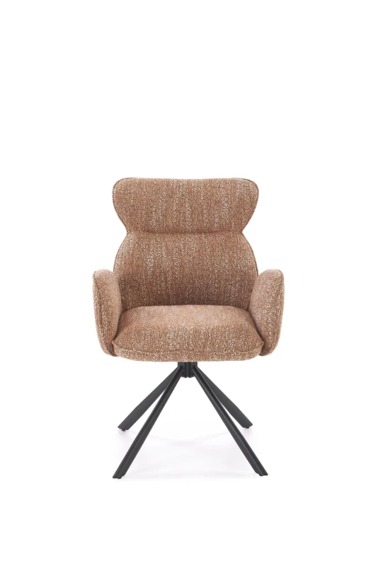 Krzesło tapicerowane K571 z funkcją obracania i podłokietnikami do jadalni cynamonowy