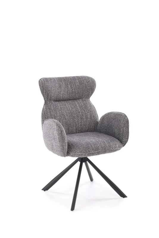 Krzesło tapicerowane K571 z funkcją obracania i podłokietnikami do jadalni popielaty