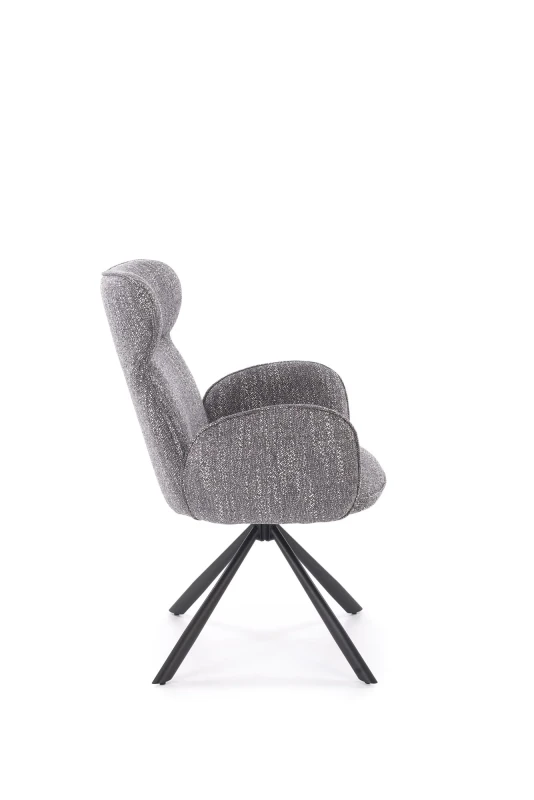 Krzesło tapicerowane K571 z funkcją obracania i podłokietnikami do jadalni popielaty