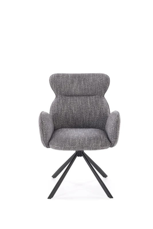 Krzesło tapicerowane K571 z funkcją obracania i podłokietnikami do jadalni popielaty