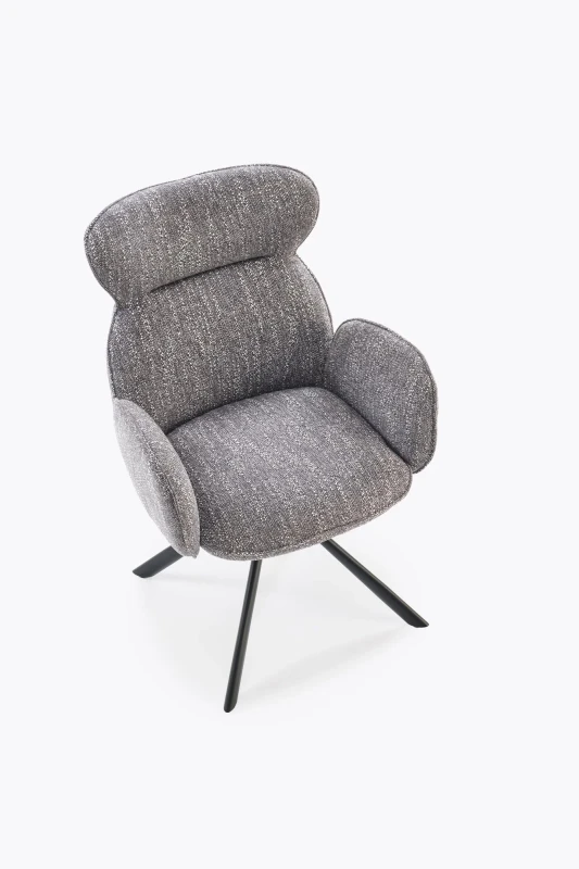 Krzesło tapicerowane K571 z funkcją obracania i podłokietnikami do jadalni popielaty