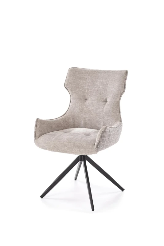 Krzesło tapicerowane K573 z funkcją obracania i podłokietnikami do jadalni popielaty