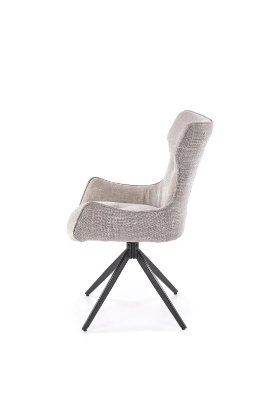 Krzesło tapicerowane K573 z funkcją obracania i podłokietnikami do jadalni popielaty