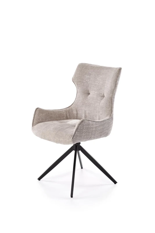 Krzesło tapicerowane K573 z funkcją obracania i podłokietnikami do jadalni popielaty