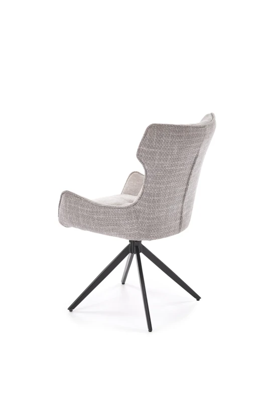 Krzesło tapicerowane K573 z funkcją obracania i podłokietnikami do jadalni popielaty