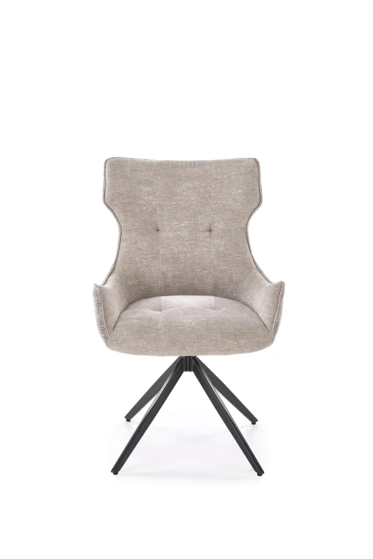 Krzesło tapicerowane K573 z funkcją obracania i podłokietnikami do jadalni popielaty