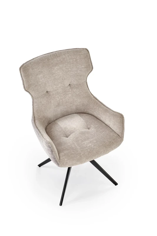 Krzesło tapicerowane K573 z funkcją obracania i podłokietnikami do jadalni popielaty