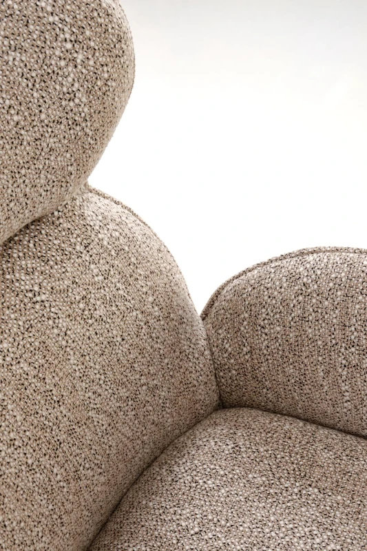 Krzesło obrotowe K585 tapicerowane do jadalni ciemny beżowy/jasny orzech