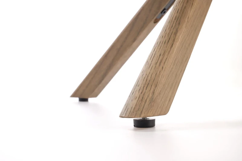 Krzesło obrotowe K585 tapicerowane do jadalni ciemny beżowy/jasny orzech