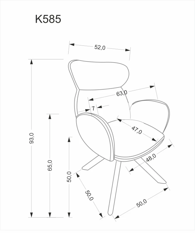 Krzesło obrotowe K585 tapicerowane do jadalni ciemny beżowy/jasny orzech