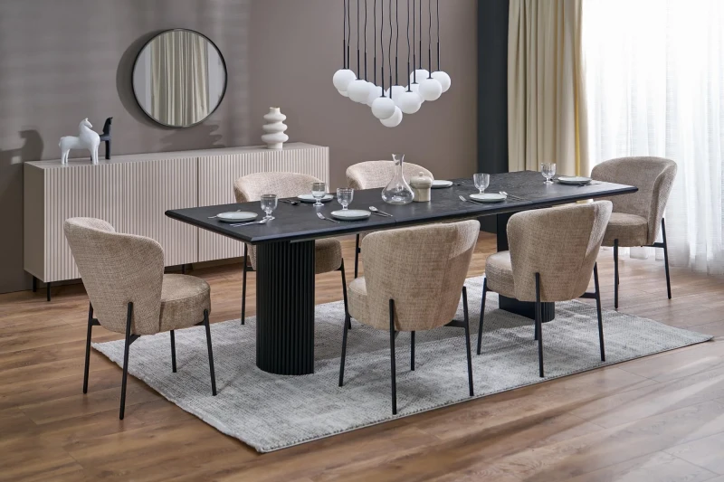 Krzesło K590 tapicerowane na metalowym stelażu do jadalni beżowy