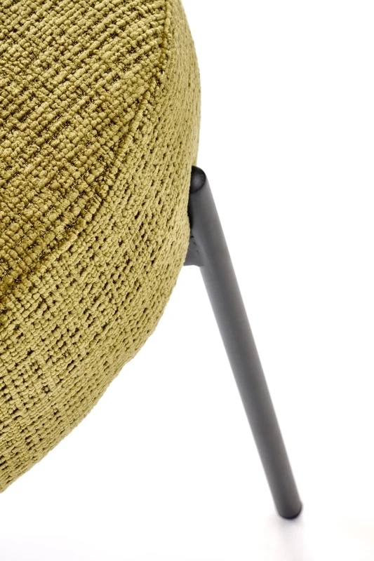 Krzesło K590 tapicerowane na metalowym stelażu do jadalni oliwkowy