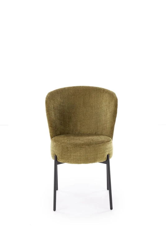Krzesło K590 tapicerowane na metalowym stelażu do jadalni oliwkowy