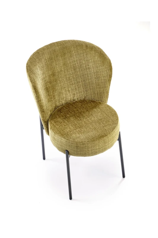 Krzesło K590 tapicerowane na metalowym stelażu do jadalni oliwkowy