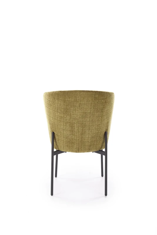 Krzesło K590 tapicerowane na metalowym stelażu do jadalni oliwkowy