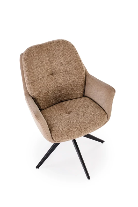 Krzesło obrotowe K591 tapicerowane do jadalni brązowy