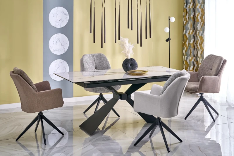 Krzesło obrotowe K591 tapicerowane do jadalni brązowy