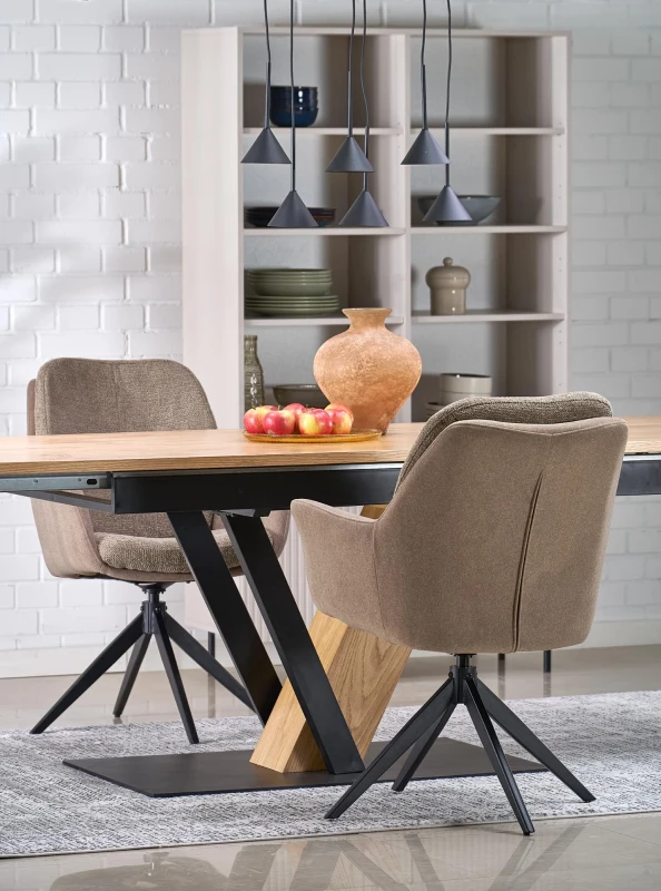 Krzesło obrotowe K591 tapicerowane do jadalni brązowy